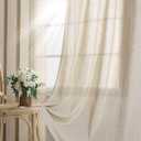 Beige Tan Linen Curtains  2 Panel for Bedroom Grommet Burlap Flax Linen Drape Semi Sheer Light Filtering Privacy Neutral Rustic Farmhouse Window Curtain  for Living Room  60x82 Inch
