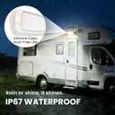 Aluminum RV Exterior Porch Light, Dual-Color LED with Switch, 12V IP67 Waterproof Floodlight, Low Current All-Weather Lighting for Campers, Trailers, Trucks & 5th Wheels (White Housing)