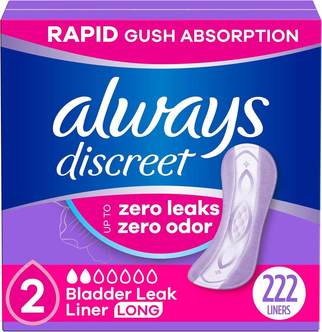 Always Discreet 2-Drop Liners, 2, Very Light, Long Length, 222 CT