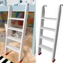 50" 55" 60" White Wood Bunk Bed Ladder, Lofted/Dorm/RV Bed Bunkbed Ladders with 4in Extra Wide Steps and Non-Slip Pads, Replacement Wooden Ladder for Motorhome/Camping (White, 50in /127cm)