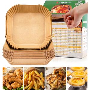 Air Fryer Disposable Paper Liners, 120 Pcs Square Airfryer Parchment Cooking Non-Stick Liner Accessories, Microwave Oven, Frying Pan, Oil-proof Air Fryers Filters Sheets for 5 6 7 8 Qt Baking Basket