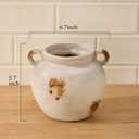MIYUKI Rustic Kitchen Utensil Holder, Vintage Ceramic Utensil Crock with Handle, Antiquing Kitchen Countertop Organizer