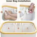 Extra Large 3 Section Dirty Clothes Laundry Basket with Lid, Dirty Clothes Hampers with Removable Bags for Bedroom and Laundry Room, Beige, 145l