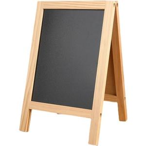Small Wooden Tabletop Chalkboard Easel Signs with Stand, Folding A Frame Double-Sided Chalkboard Easel Sidewalk Board, Mini Food Signs Menu Board Message Display Board, Black(7.5" x 11.8")