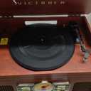 Victrola The Quincy 6-in-1 Bluetooth Record Player & Multimedia Center with Built-in Speakers  3-Speed Turntable, CD & Cassette Player, AM/FM Radio, Wireless Music Streaming (Mahogony) (Mahogany)