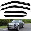 DimFlux 4PC Rain Guards for 2014-2018 Chevy Silverado/GMC Sierra 1500 CrewCab Window Visors for 2015-2019 Chevy Silverado/GMC Sierra 2500 3500 Deflectors Sun Shades Vent Tape On Out Channel