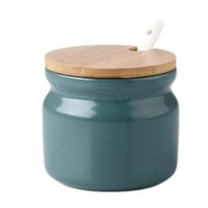 Saycker Ceramic Sugar Bowl with Lid and Spoon, Seasoning Storage Jar Sugar Pot Salt Container for Coffee Bar, Home Kitchen(Green)