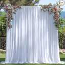 10x10ft Wrinkle Free White Backdrop Curtain for Parties Soft Fabric Drapes Wedding White Curtain Backdrop for Birthday Party Decorations Background for Photography 5x10ft, 2 Panels