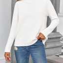 Saodimallsu Womens Sweaters Mock Neck Batwing Sleeve Fall Winter Sweaters (White, S)