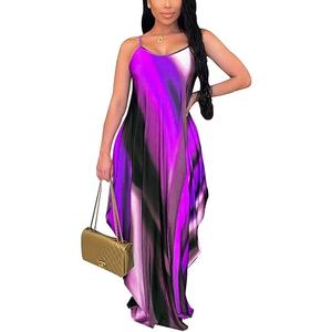 BessCops Summer Maxi Dresses for Women 2025 Plus Size Sundresses Casual Fashion Sleeveless Loose Long Sexy Dress with Pockets Purple Small