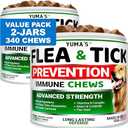 (2 Pack) Flea and Tick Prevention for Dogs Chewables - Natural Dog Flea and Tick Treatment Chewable Supplement - Oral Pills - All Breeds & Ages - Soft Chews - Made in USA (Exp: 07/2026)