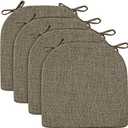 Wellsin Chair Cushions for Dining Chairs 4 Pack - Kitchen Chair Cushions with Ties and Non-Slip Backing - Dining Chair Pads 16"X16"X2", Khaki