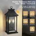 Large Outdoor Wall Lights, Dusk to Dawn Outdoor Lighting, Exterior Lighting Fixtures Wall Mount, Wall Sconce Light Outdoor Lanterns for Porch Garage, Black 18 Inch 2-Light, 2-Pack, 17.5 inch - 2 pack