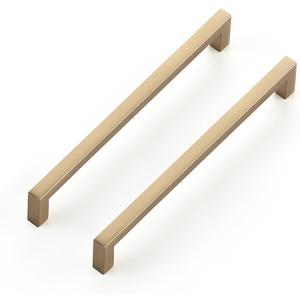 Ravinte Cabinet Handles Solid Slim Champagne Bronze 5 Pack 6-1/4 Inch Hole Center Square Bar Drawer Handles Kitchen Cabinet Pulls Drawer Kitchen Cabinet Hardware