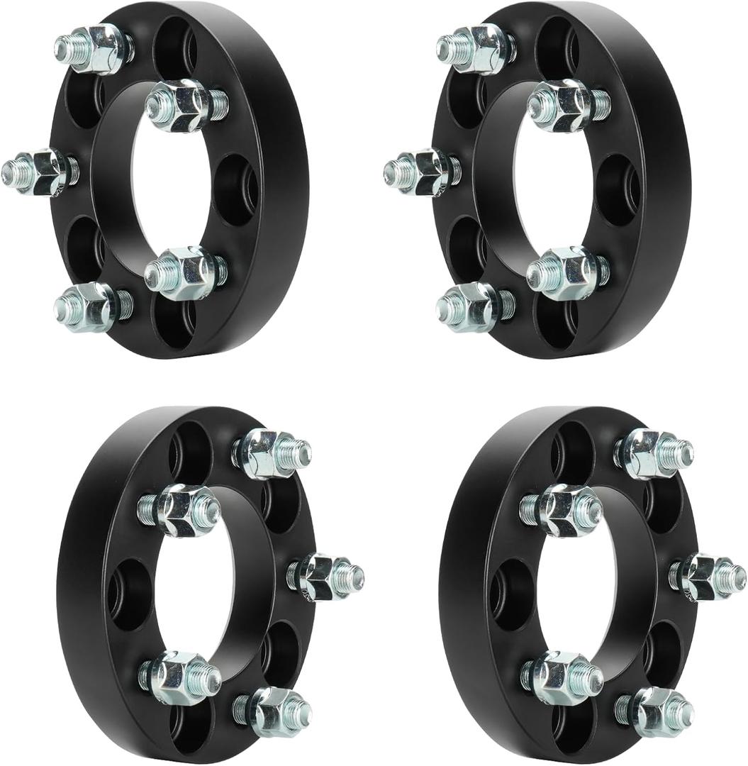 4pcs 5x4.5 1" (25.4mm) Wheel Spacers 82.5mm Bore for Jeep Wrangler TJ YJ TJ XJ MJ KJ, 1/2"-20 Studs 5 Lugs Wheel Adapters fits Ford Mustang Ranger Explorer Dakota, 5x114.3mm, Not Hubcentric