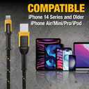 DEWALT Heavy Duty USB A to Lightning Cable [Apple MFi Certified] Durable iPhone Charger, Lightning Cables, Fast Charging iPhone Charger Cord Compatible w/iPhones 14/13/12/11 Pro Max iPad AirPods, 6FT