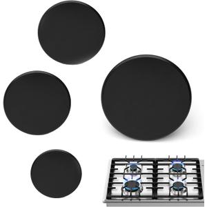 4-Pcs Gas Stove Burner Cap Set - Burner Cover for Gas Stove Replacement Kit with Black Enamel Finish, Gas Burner Covers for SABAF 2nd Generation Burners (3.93" x1, 2.95" x2, 2.17" x1)