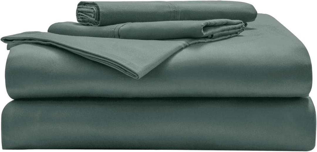 Miracle Made Cotton Bed Sheet - Sage Green, Queen - 4 Piece Silver Infused Sheet Set - 300 Thread Count - Thermoregulating Clean & Cool