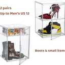 Attelite XXX-Large Clear Display Case Stackable Plastic Storage Bins with Lid, 2 Tiers Boot Shoe Box Organizers with an Adjustable Divider, Big Acrylic Display Storage Box with Magnetic Door