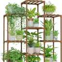 Bamworld Plant Stand Indoor Plants Shelf Outdoor Wood Plant Rack for 4 Tiers Large Flower Stand for Multiple Plants Ladder Plant Holder for Living Room Boho Home and Gardening