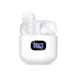 Wireless Earbuds Bluetooth 5.3 Headphones, 40Hrs Playback Stereo Ear Buds with LED Display Charging Case IPX7 Waterproof in-Ear Earphones with Mic for Phone Tablet Laptop Sports, White