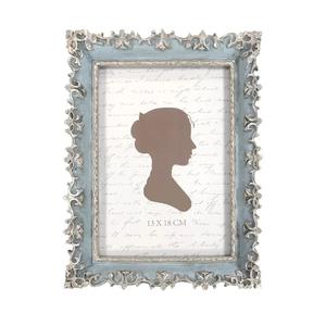 AELS 5x7 Inch Vintage Picture Frame, Elegant Antique Photo Frames with Glass Front, Photo Display, Tabletop Wall Hanging, Gift Ideas, Vine Pattern, Silver & Light Blue 10x15