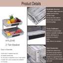Fruit Basket Hanging Storage Baskets Kitchen Storage,2 Tier Farmhouse Standing Wooden Organizer,Classic Pastoral Holder Rack for Kitchen,Office,Dining Room and Guest Room (Need Assemble)