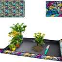 Extra Large Repotting Mat for Indoor Plants Transplanting and Dirt Control, Foldable Waterproof Succulent Potting Mat, Gardening Gifts for Plant Lovers (43.5"x29.5") (Colorful Leaf Print)