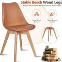VECELO Dining Chairs Set of 4, Mid-Century Modern Kitchen & Dining Room Chairs, PU Leather Upholstered Seat, Solid Wood Legs, Armless, Non-Slip Feet, Orange