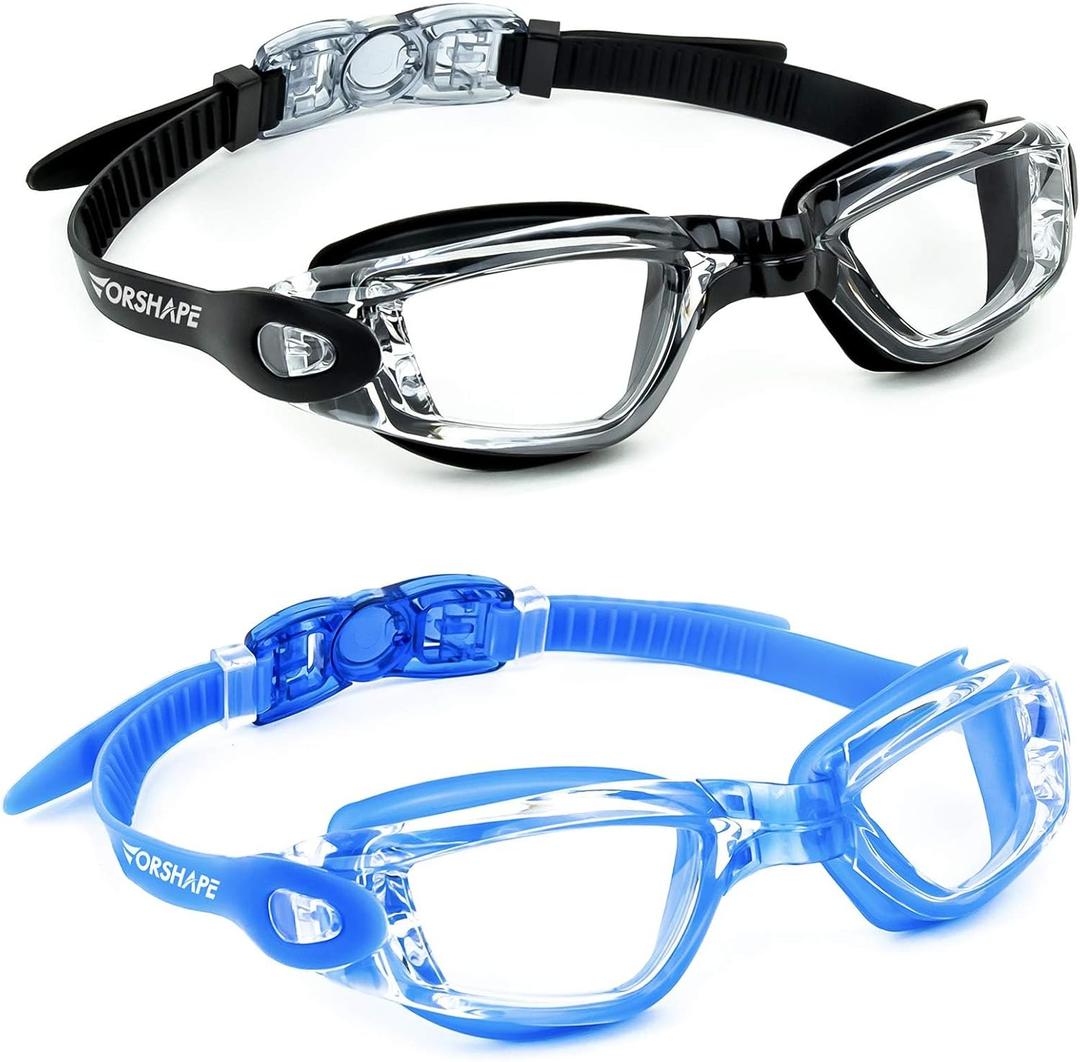 Swim Goggles 2 Pack Anti Fog Swimming Goggles, No Leaking UV Protection Pool Goggles for Adult Men Women Youth  (Clear Black & Blue)