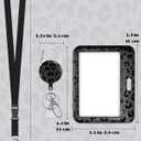 Uniclife Fashionable Sliding Badge Holder Black Leopard Print Plastic Case with Retractable Badge Reel Carabiner Clip & Detachable Lanyard Strap Horizonal Card Protector for Worker Nurse
