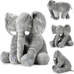 Yulejo Giant Stuffed Elephant Plush Animal Pillow Large 23.6 Inch Soft Stuffed Animal Favor Huge Gray Elephant Plush Doll for Adult Girlfriend Home Decor