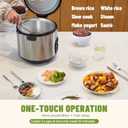 5-Cup Uncooked Rice Cooker, Electric One-Touch for Asian Japanese Sushi, Stainless Steel Inner Pot with Removable Lid & Steamer, Automatic Keep Warm, Silver