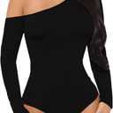 BelleLovin AESLOVIN Women's sexy One Shoulder Long Sleeve Tops T Shirt Bodysuit Jumpsuit (Black, XL)