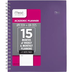 Mead Planner 2024-2025 Academic, Weekly & Monthly, 8 1/2" x 11", Large, Basic, Purple (CAW62059)