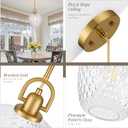 Brushed Gold Pendant Lights Kitchen Island, 10" Large Glass Pendant Light with Hammered Glass, Modern Hanging Lighting Fixtures for Kitchen Island Dining Room Entryway Foyer