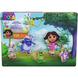 Spin Master Games Dora the Explorer Sound Puzzle | Chunky Wooden Dora Puzzle with Sounds From the Show, Place Character Pieces to Trigger Sound, 5 Puzzle Pieces, Ages 3 & Up