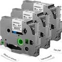 Label KINGDOM 18mm 0.7 Inch Laminated White Tape Replace for Brother Label Maker Tape TZe-241 Compatible with P Touch TZ TZe 3/4" Black on White TZE241 for PTD410 PT-D400 PT-D610BT PTD600, 3-Pack