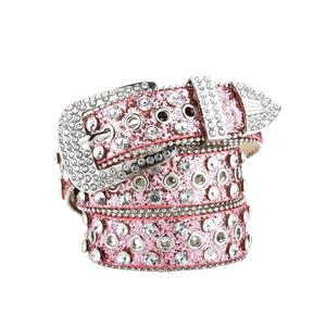 LEOMOSTE 2 pcs Rhinestone Waist Belt for Women Men Bling Sequin Western Studded Cowgirl Cowboy Leather Belt for Jeans