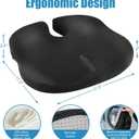 Car Seat Cushion for Pregnant Drivers and Passengers, NHTSA Recommended Prevent The Abdomen from Stress with Strap Adjuster, Memory Foam Seat Cushion for Tailbone Pain Relief, Sciatica & Back Support