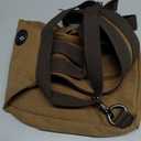 Canvas Sling Bag for Women Men, Convertible Crossbody Backpack with Leather Trim, Vintage Anti-Theft Chest Bag for Travel, Coffee
