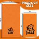 2 Pack Halloween Hand Towels Embroidered Orange Ghost Trick or Treat Cotton Dish Towel with Ribbon for Bathroom Hand Drying Kitchen Cleaning Towel Gift Set, 29.5 x 13.7 Inch