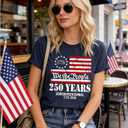 250 Anniversary USA Shirt Women 250th Anniversary USA Shirt Patriotic 250 Years American Flag Tshirt (Blue, XL)