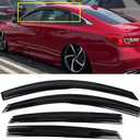 Rain Guards Ventvisor Compatible with 2018-2021 Honda Accord 10th Gen Outside Mount Tape-on Window Visor Side Window Deflector JDM 3D Wavy Style Wind Deflector Dark Smoke(Tape on)