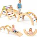 aiwo 7in1 Pikler Triangle Set Climbing Toys for Toddlers 1-3 Rainbow, Large