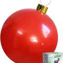 Inflatable Christmas Ornament Ball - 18" or 25" Indoor/Outdoor Holiday Decorations - Reusable and Storage Friendly (Red, 18)