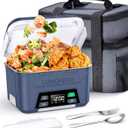 Docusvect Rechargeable Heated Lunch Box for Men, 1.3L Cordless Electric Lunch Box for Adults with Smart Scheduled Heating, Portable Food Warmer with Complete Accessories