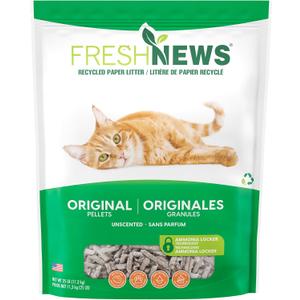 Fresh News Recycled Paper Original Pellet Cat Litter, 25 Pound, Non-Clumping, Unscented, Made in USA