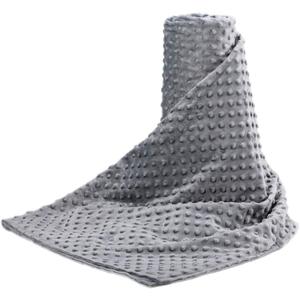 Acdyion Weighted Blanket Cover 48x72, Grey Minky Dot & Fleece Removable Duvet Cover with 12 Ties, Washable Fabric for 48x72 Weighted Blankets, Soft Minky and Cozy Fleece Dual-Sided Cover