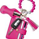 Women Wristlet Bracelet Keychain Wallet,Silicone Beaded Bangle Keyring Tassel